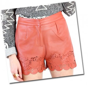Rust Faux Leather Shorts